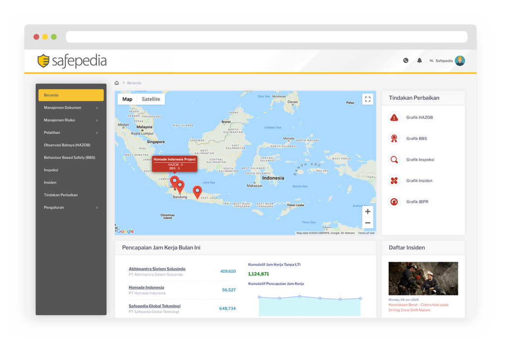 software K3 K3L, software HSE SHE, aplikasi K3 K3L, aplikasi HSE SHE, kesehatan, keselamatan kerja, lingkungan, health, safety, environment, hse pedia, management system, manajemen sistem, digitalization, digitalisasi, digital solution, solusi digital, risk management, manajemen risiko, bbs audit, dokumen ibpr, accident, incident, inspection, hazard, safe card, behavior based, corrective action register, training, dashboard, report, assessment, investigation, internal audit, software development, pengembang software, vendor IT, ISO consultation, ISO 45001